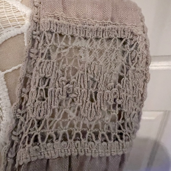 S&F 20005 Italy linen dress tan size Large Midi - Picture 3 of 5